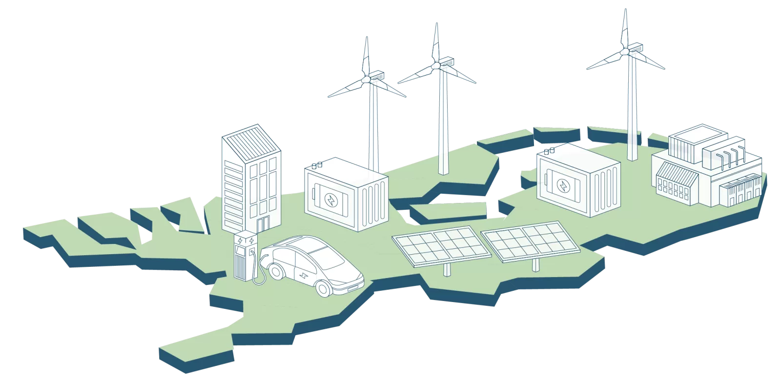 De kaart van Nederland met verschillende energiebronnen en ook elektrisch vervoer