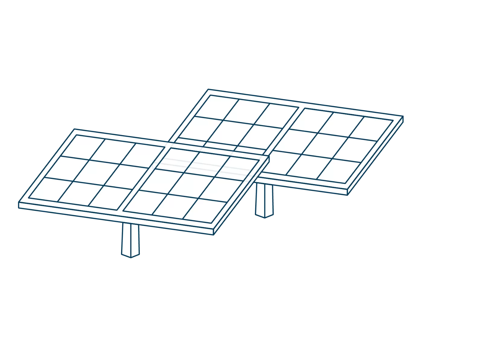 Tekening van twee grote zonnepanelen