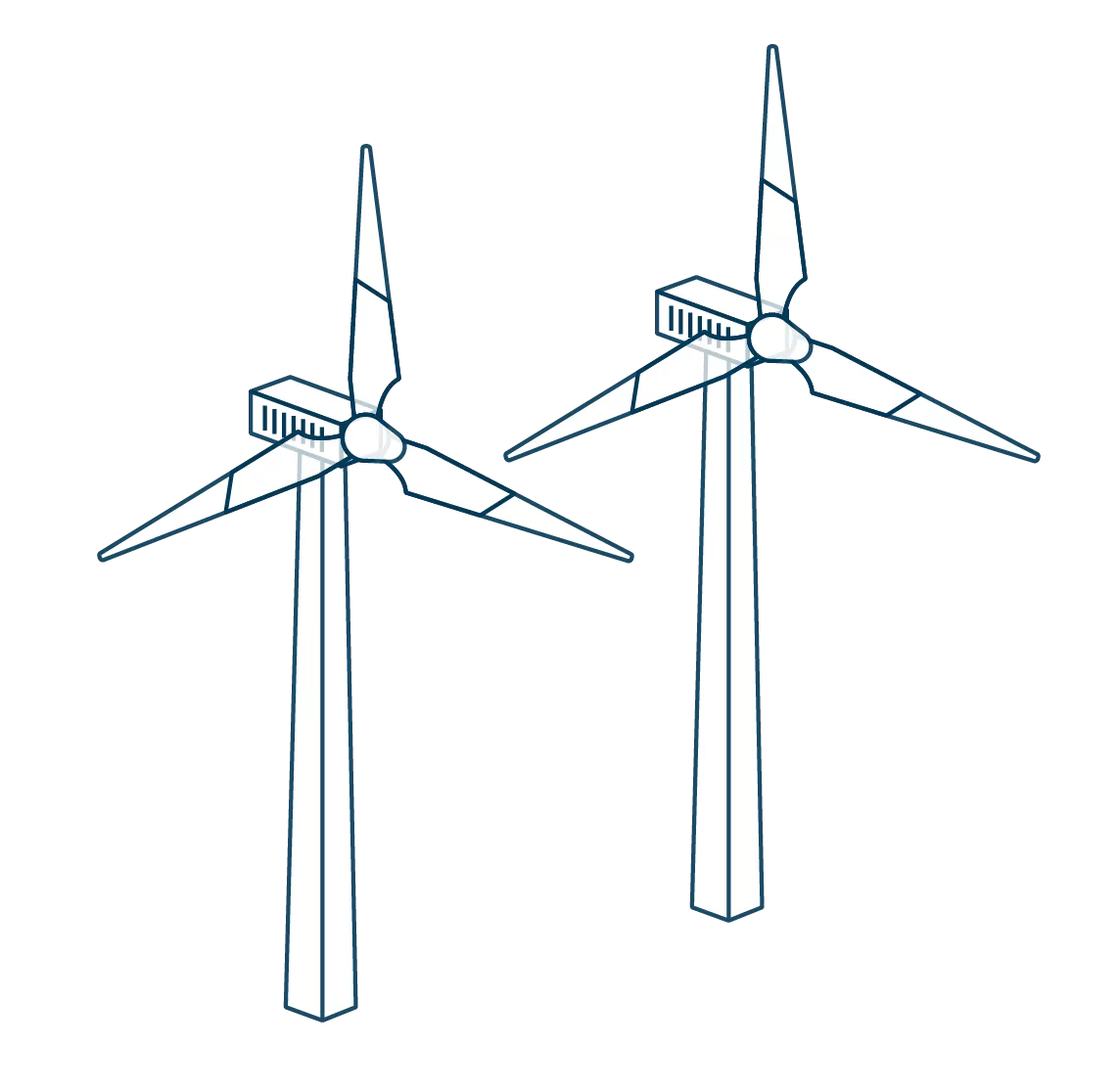 Verbeelding van twee windturbines